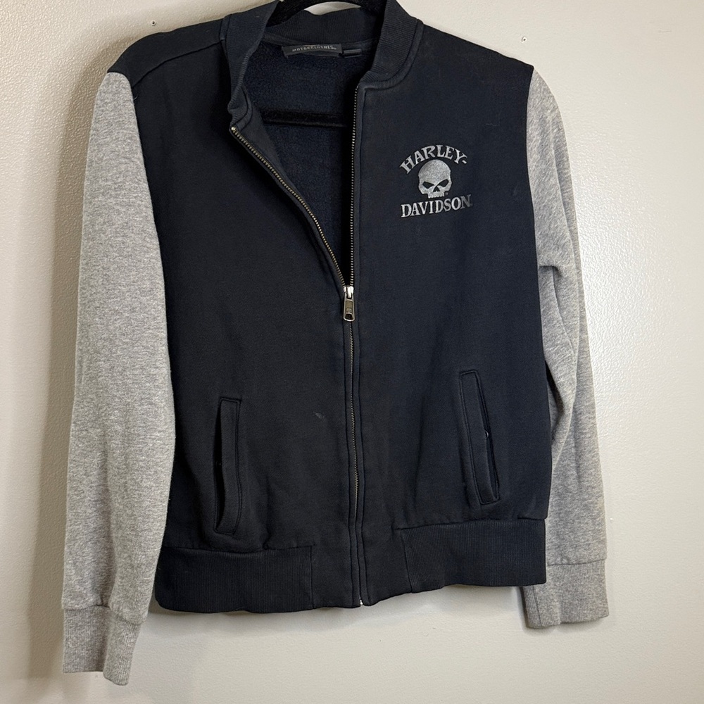 Harley-Davidson Black and Gray Zip-Up with pockets Jacket